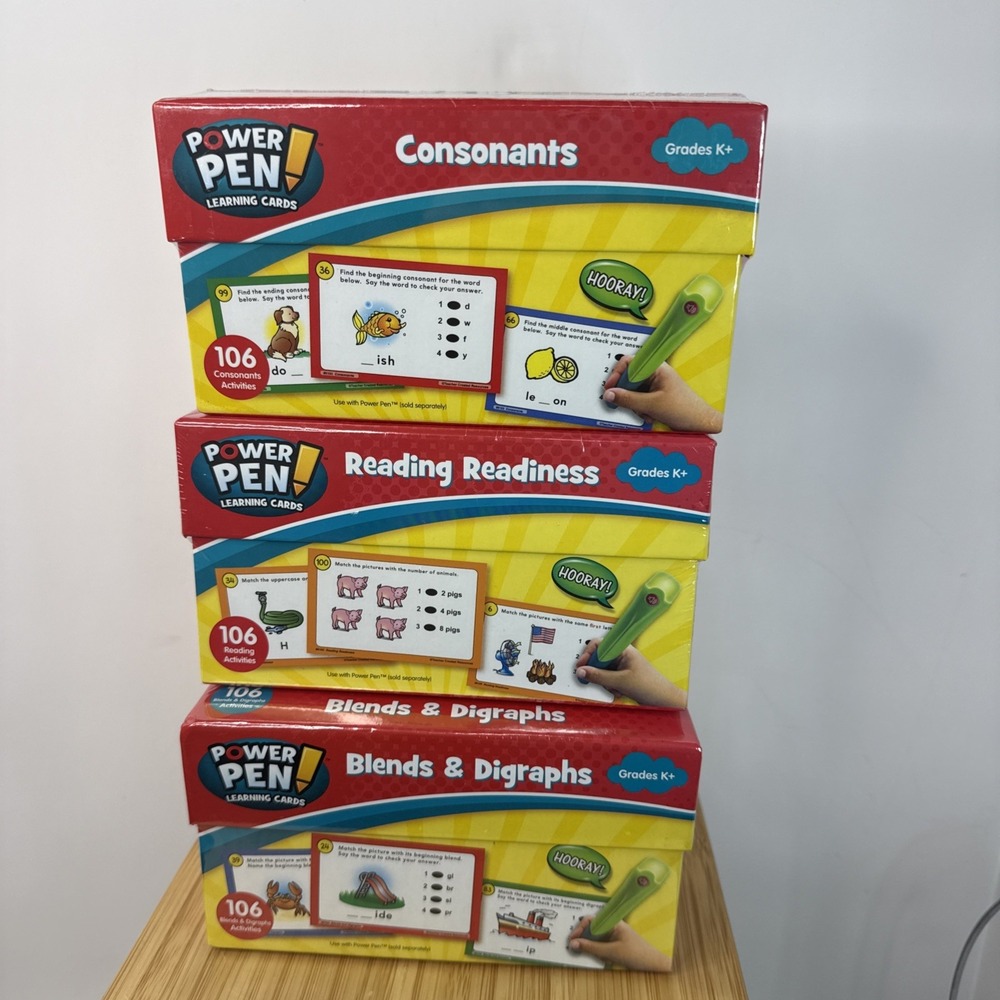 Lot 3 Power Pen Learning Card Sets Teacher Language Reading Grade K+ Homeschool